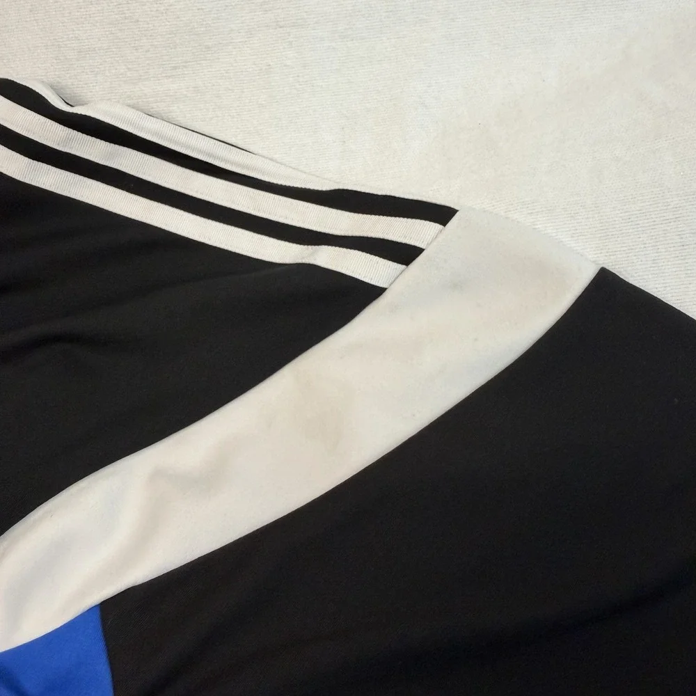 Adidas Track Jacket Boys Medium Sporty Black White Blue